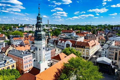 Architecture of Zielona Gora old town in Lubusz Voivodeship, Poland