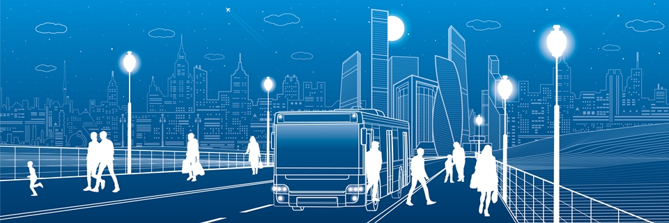 Grafik Nachtstadtszene - Entwicklung einer modernen Stadt